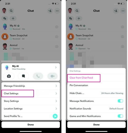 How To Remove & Unpin My AI On Snapchat? Step-By-Step Guide 3 Clear from chat feed
