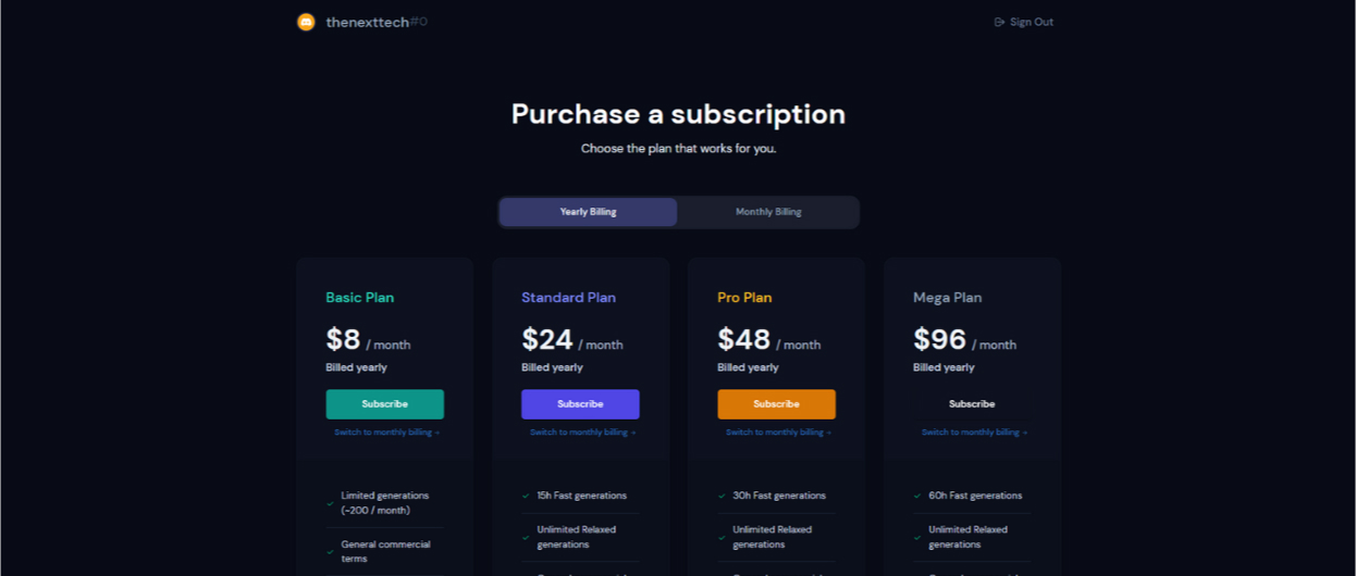 Midjourney AI Art subscription plans