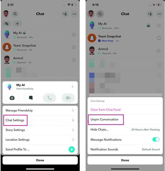 How To Remove & Unpin My AI On Snapchat? Step-By-Step Guide 11 Unpin conversation