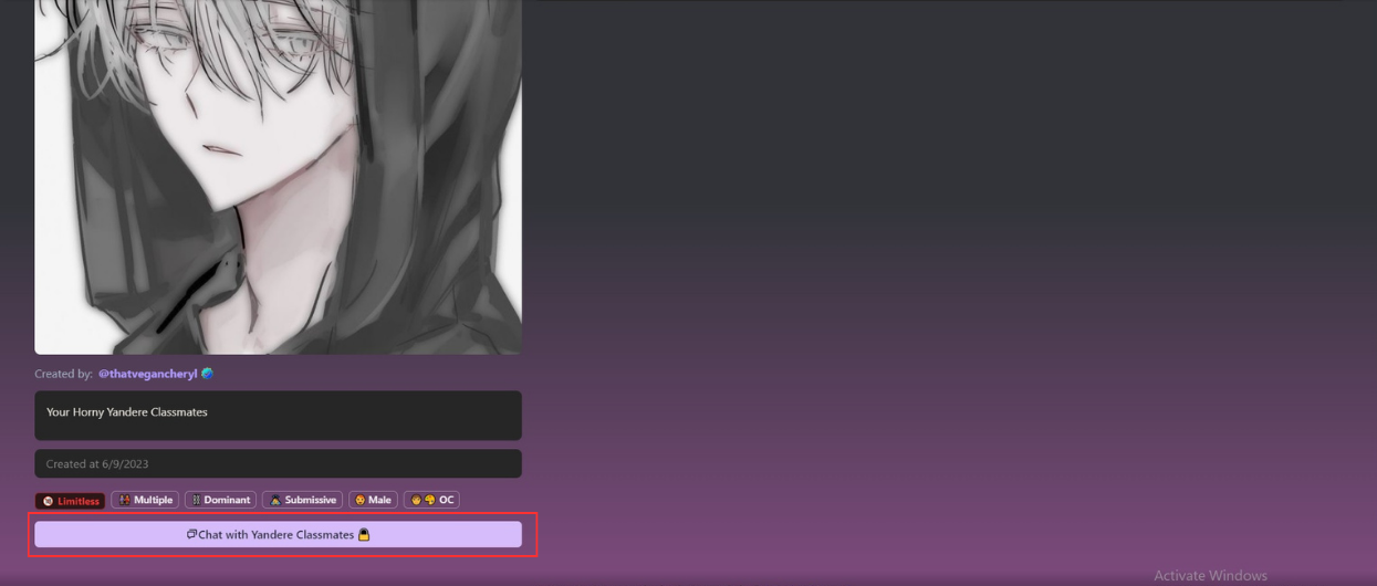 Chat option Janitor AI