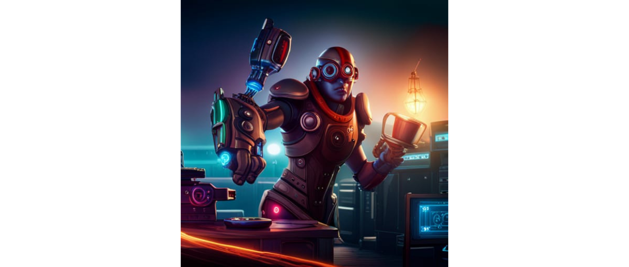 How To Use NightCafe AI? Tutorial For Beginners + Tips 3 Cyborg bartender