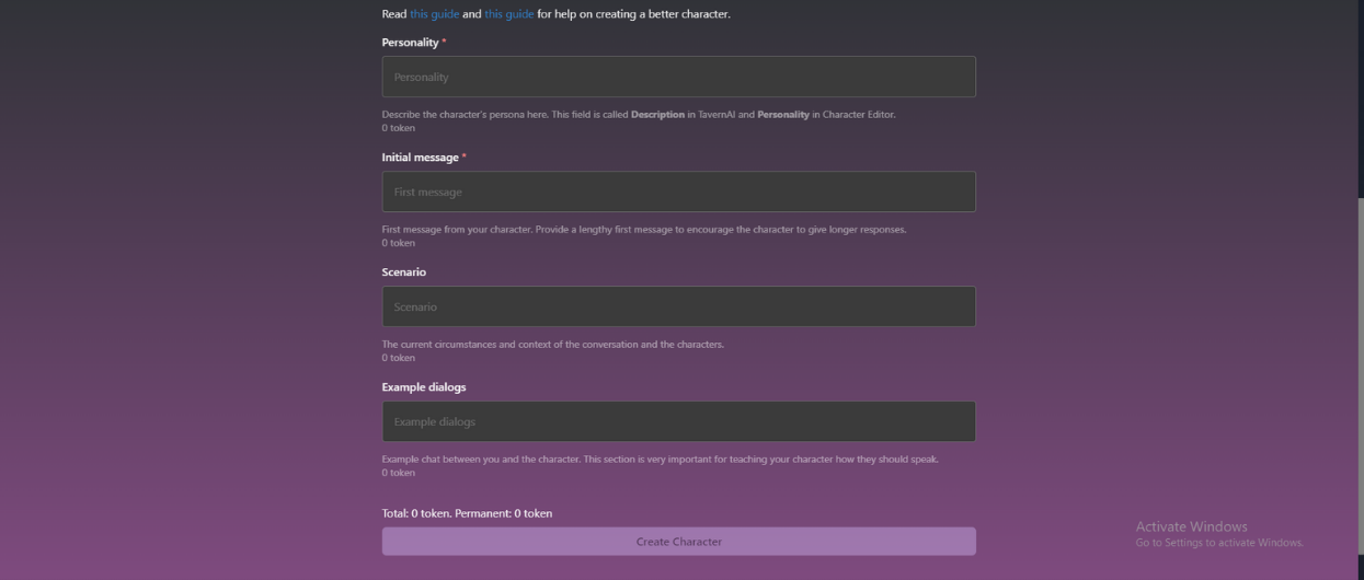 define personality and scenario