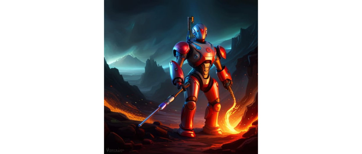 How To Use NightCafe AI? Tutorial For Beginners + Tips 5 Humanoid robot with a flamethrower