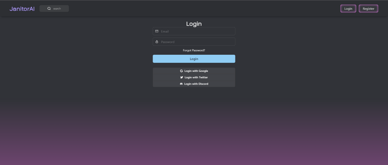 Janitor AI Login page