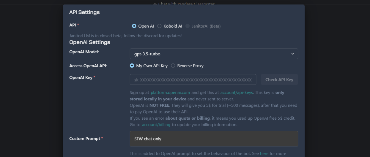 Paste openai api key