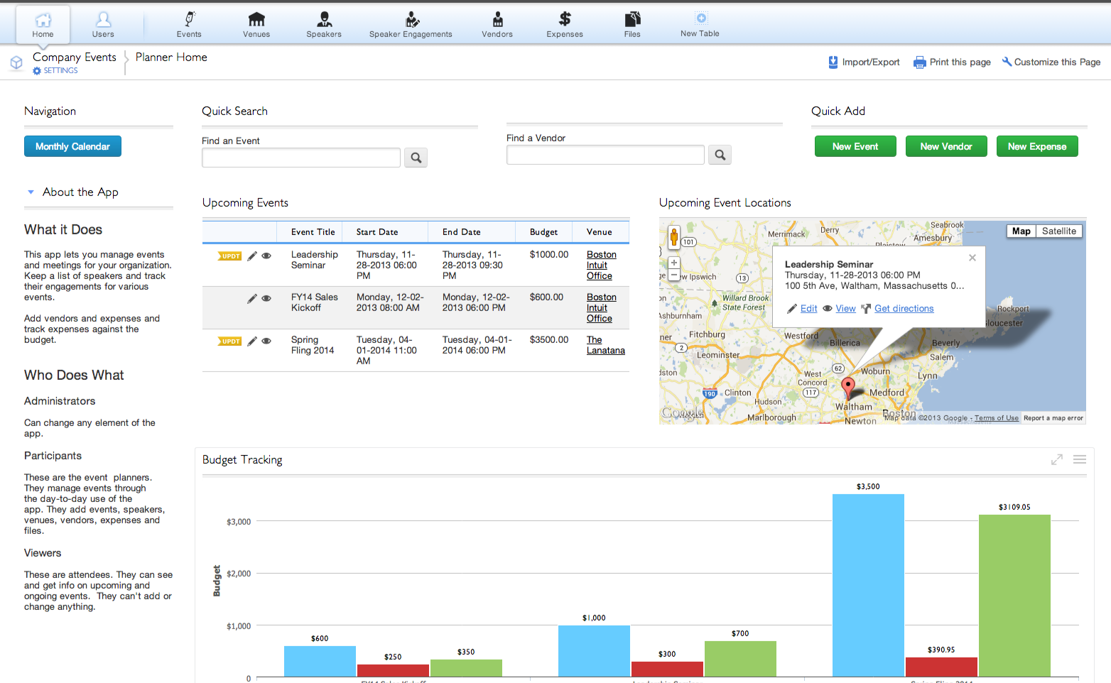 Quick Base Dashboard